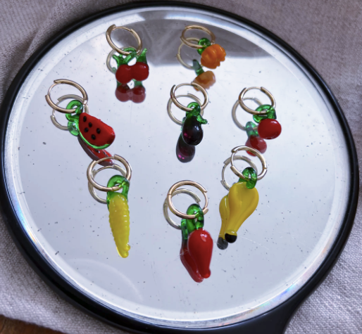 🍒🍌🍅🌽 Pick Your Own Fruit and Veg - Our fruit and vegetable glass charm earrings.