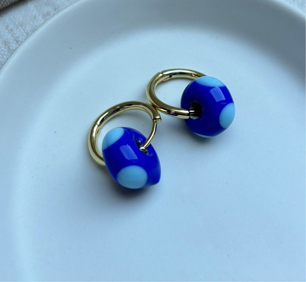 Speckled Glass Beads - Pale Blue on Dark Blue