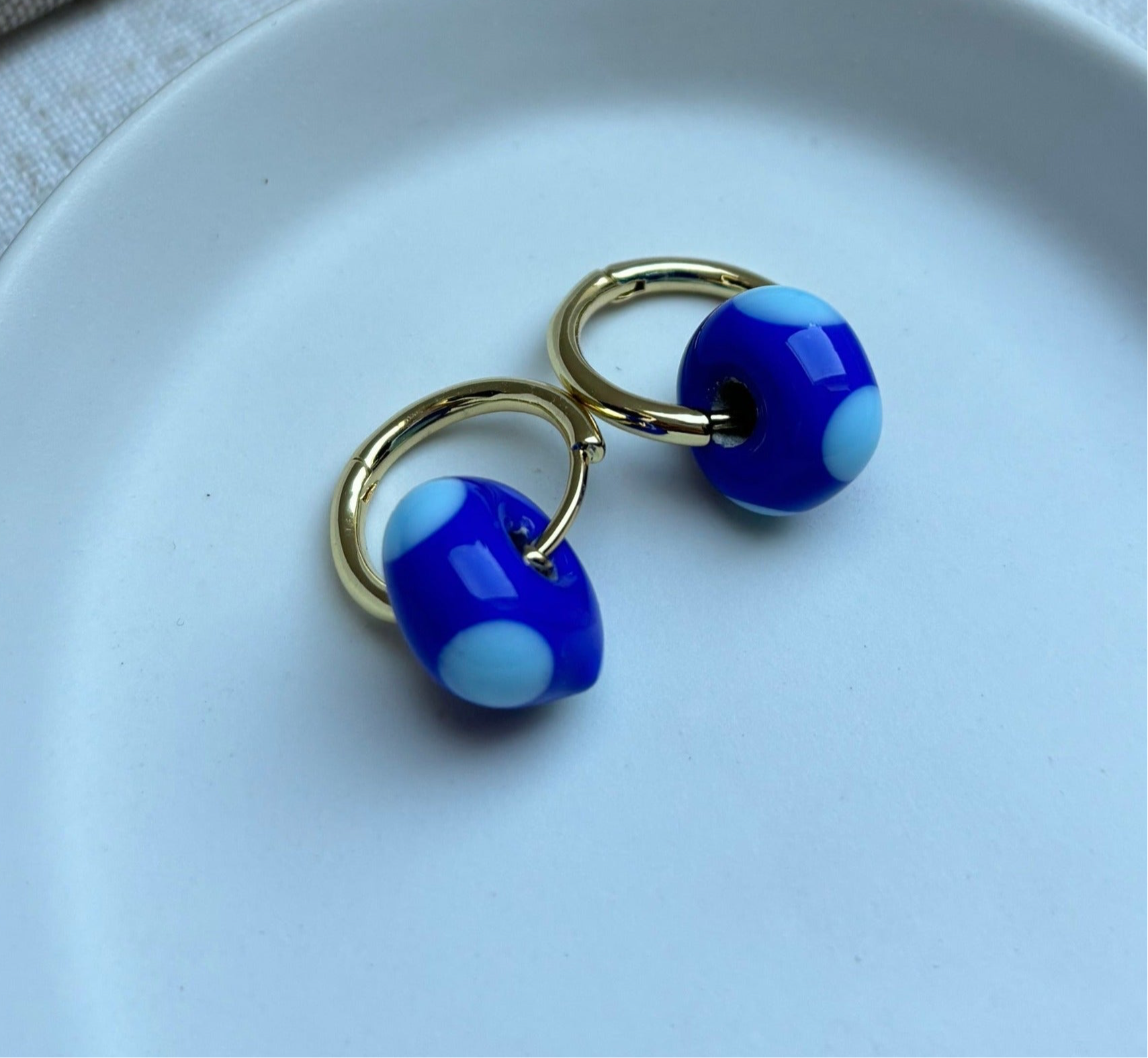 Speckled Glass Beads - Pale Blue on Dark Blue