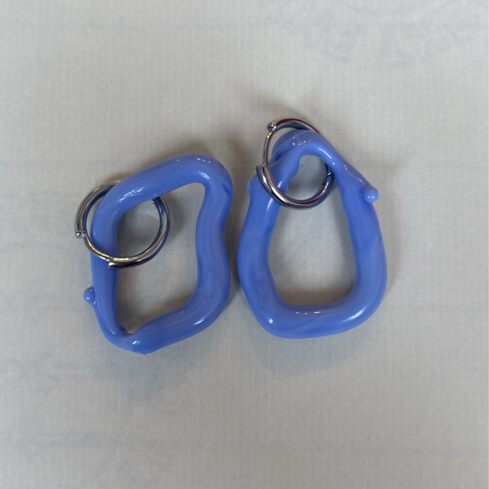 Melt - Cornflower Blue Solid - Murano Glass Charm Hoop Earrings
