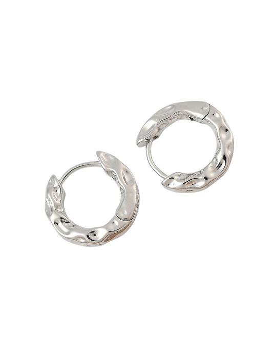Textured Platinum Plated Hoops