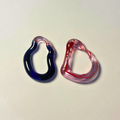 Sibling Melts - Pair 006 - Ink Blue, Clear, Red, Pink - Earrings