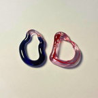 Sibling Melts - Pair 006 - Ink Blue, Clear, Red, Pink - Earrings