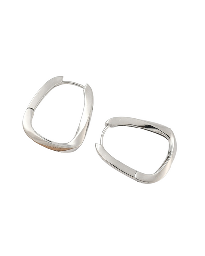 Jewelled Fluid Rectangle Hoop Platinum Plated