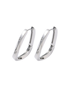 Jewelled Fluid Rectangle Hoop Platinum Plated