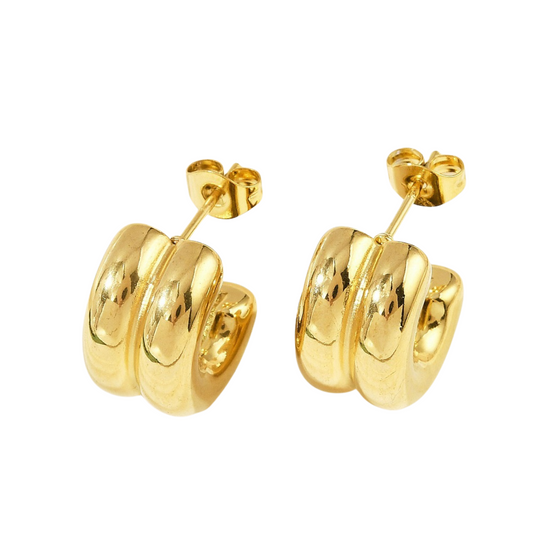 Chunky C Stud Hoops - 18K Gold Plate