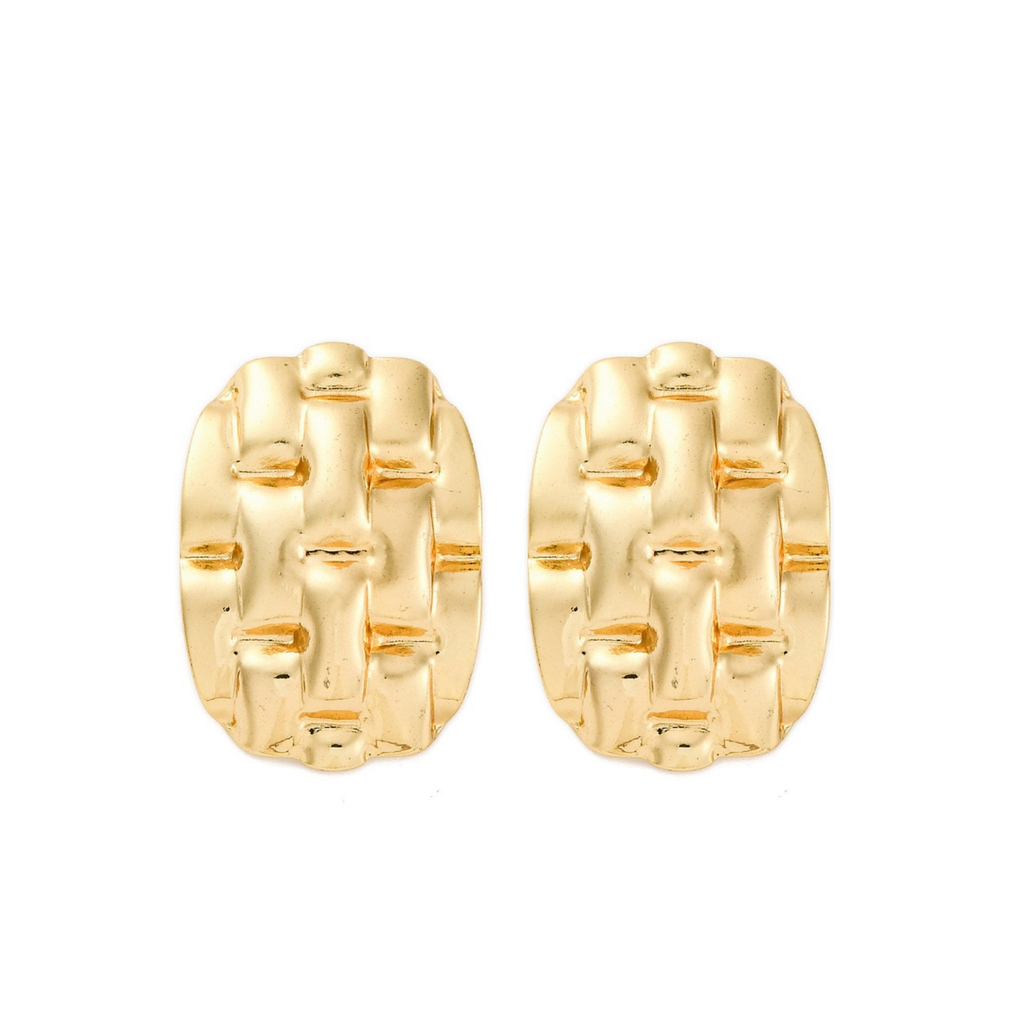 Woven Texture 18k Gold Plated Studs