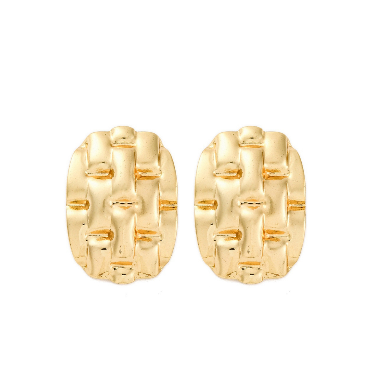 Woven Texture 18k Gold Plated Studs