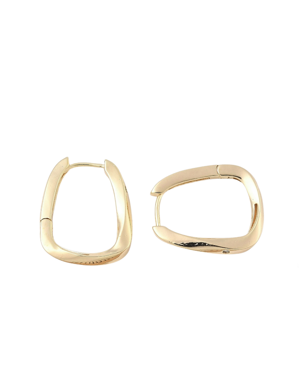 Jewelled Fluid Rectangle Hoop 18k Gold Plate
