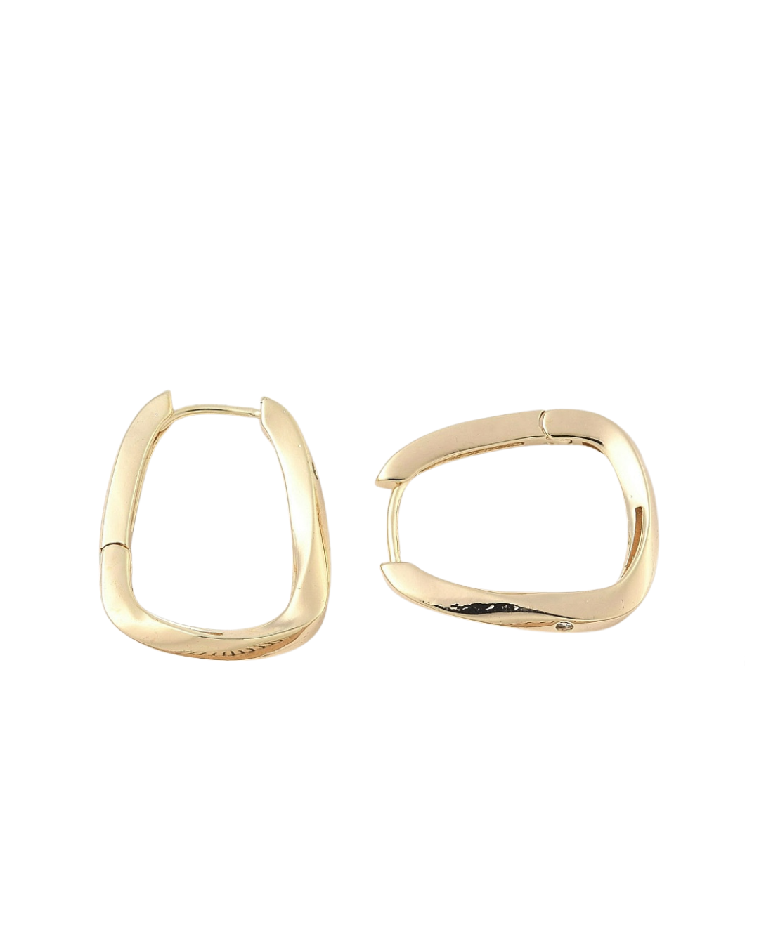 Jewelled Fluid Rectangle Hoop 18k Gold Plate