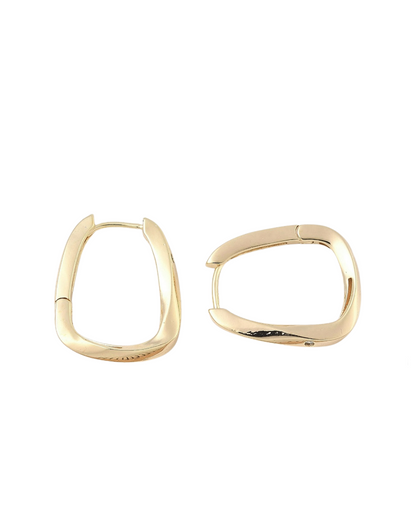 Jewelled Fluid Rectangle Hoop 18k Gold Plate