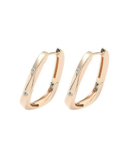 Jewelled Fluid Rectangle Hoop 18k Gold Plate