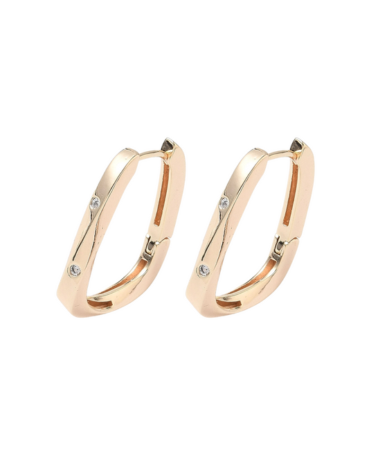 Jewelled Fluid Rectangle Hoop 18k Gold Plate
