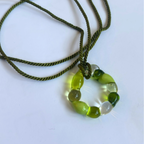 Gelato - Glass Necklace Pendant Charm With Silken Cord - Verdant Green