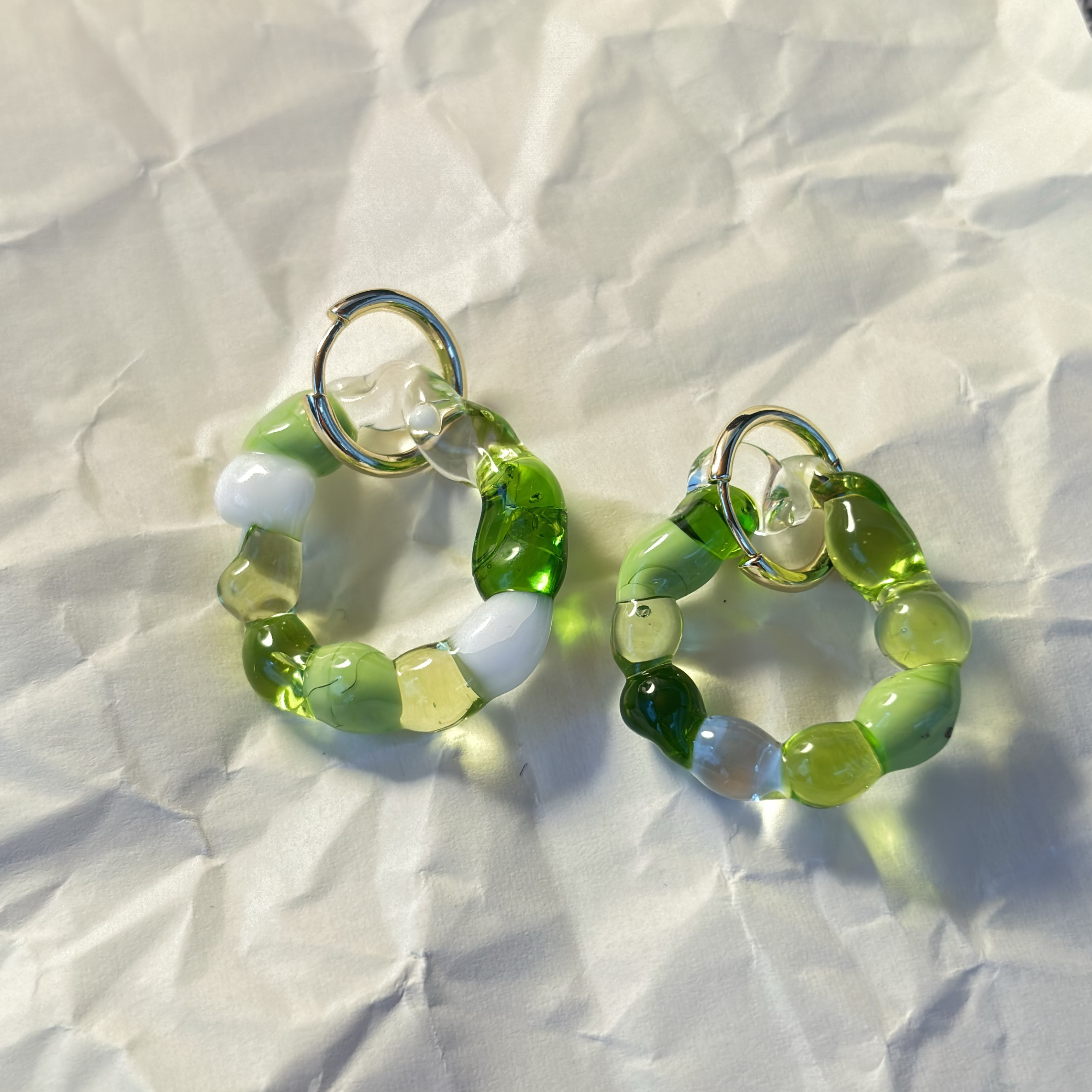 Gelato - Verdant Green - Murano Glass Charm Earrings on Gold or Silver
