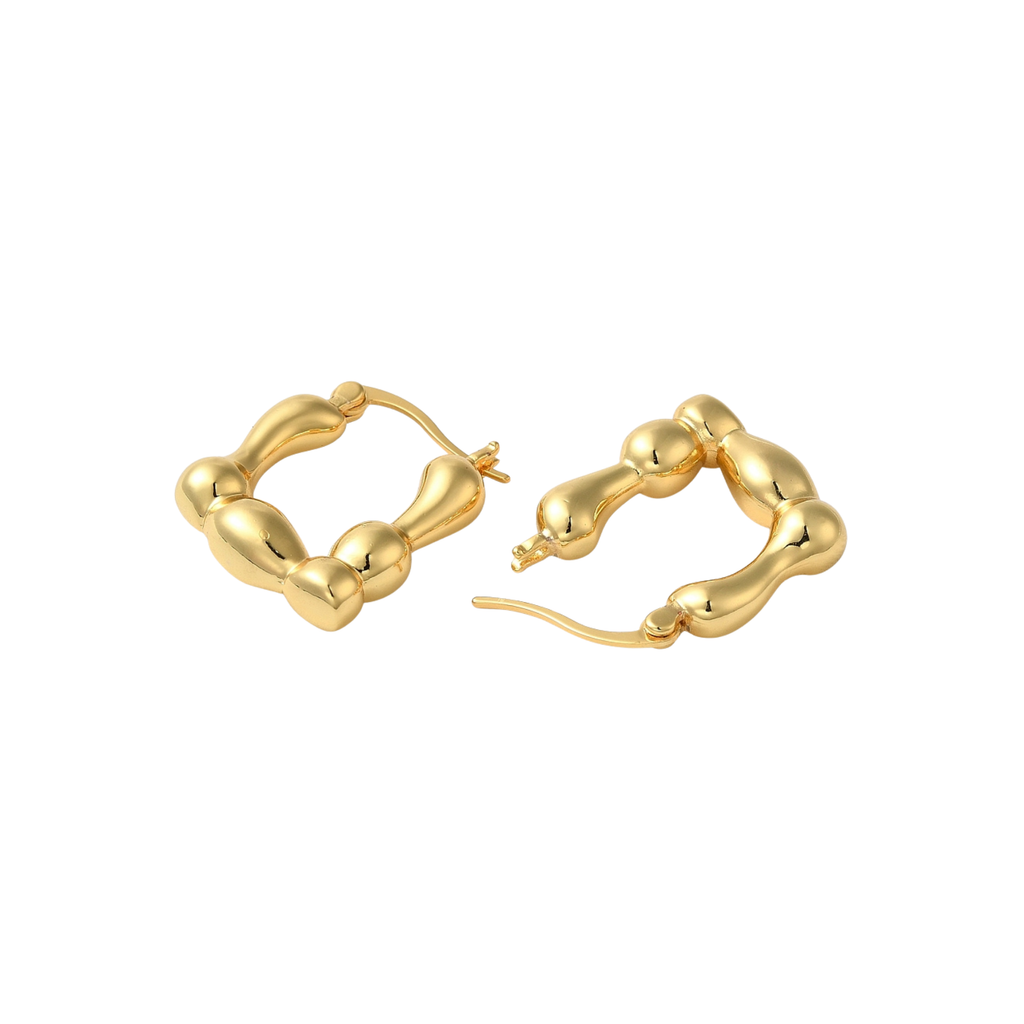 Gold Drop Square 18k Gold  Plated Hoops