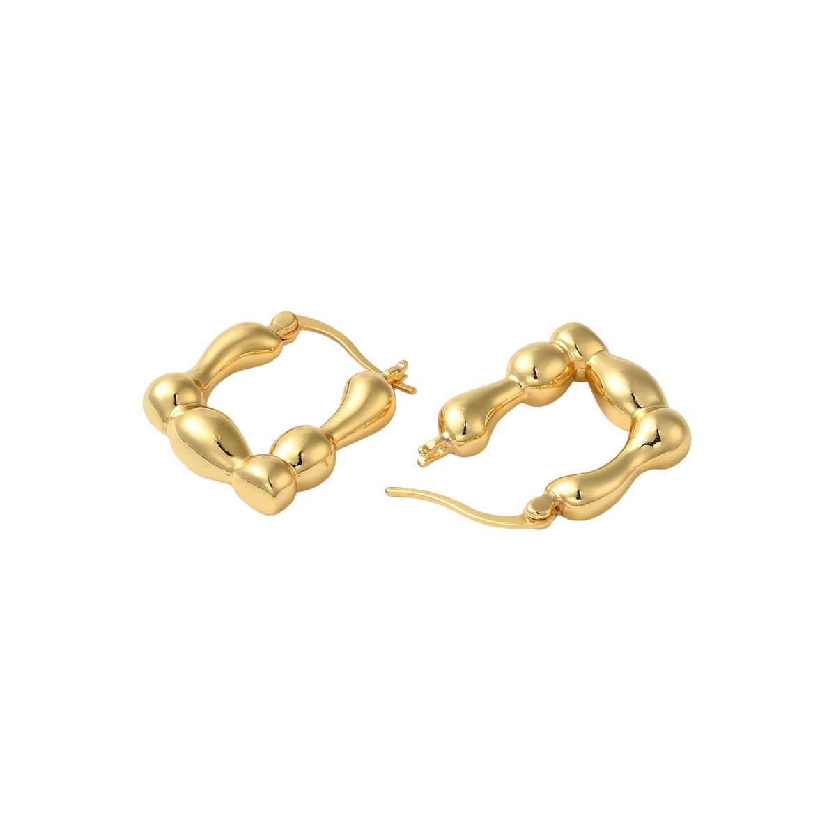 Gold Drop Square 18k Gold  Plated Hoops
