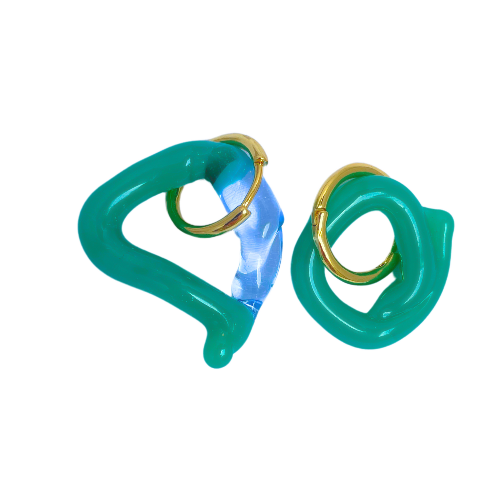 Melt - Jade Green and Pale Blue - Murano Glass Drop - Minimal Waste