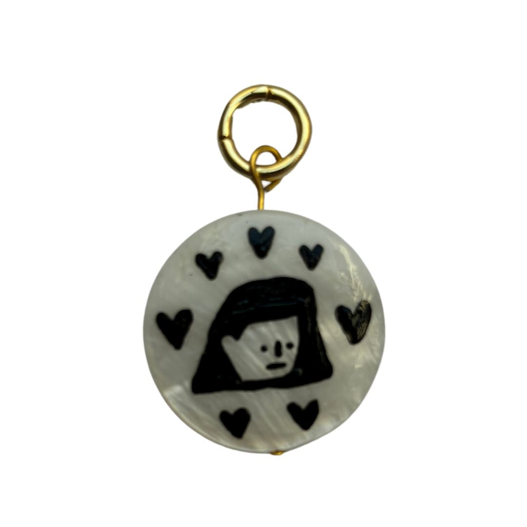 Mollie V - Hand-painted Shell and 18k Gold Clip on Charms - 021