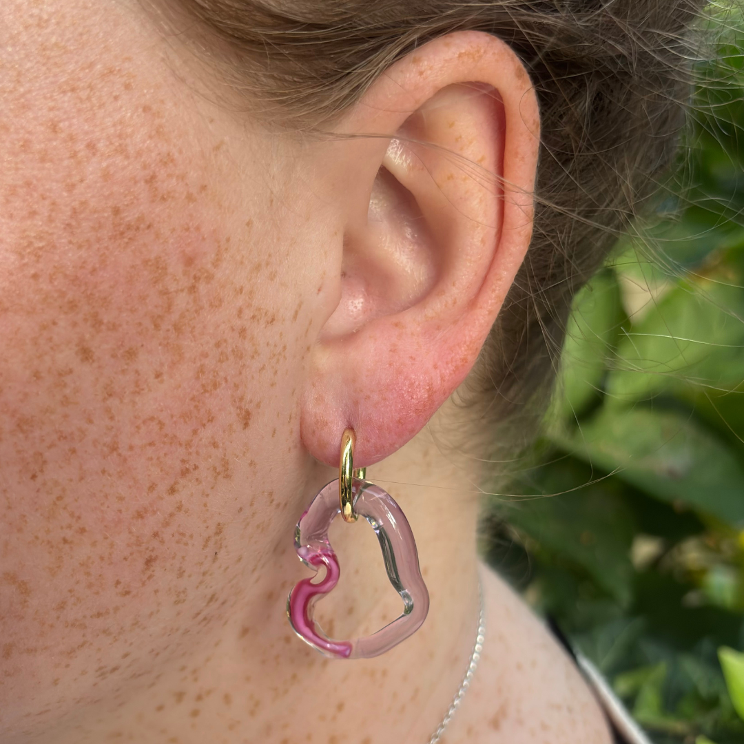 Sibling Melts - Pair 009 - Pink, Palest Pink, Lilac - Earrings