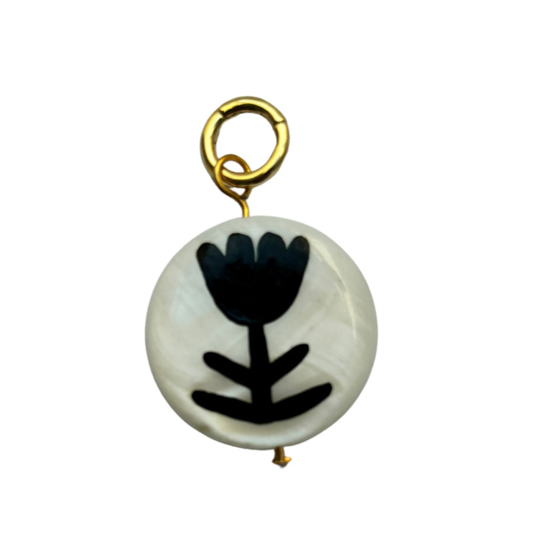 Mollie V - Hand-painted Shell and 18k Gold Clip on Charms - 022