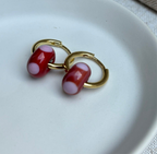 Speckled Glass Beads - Pink on Red