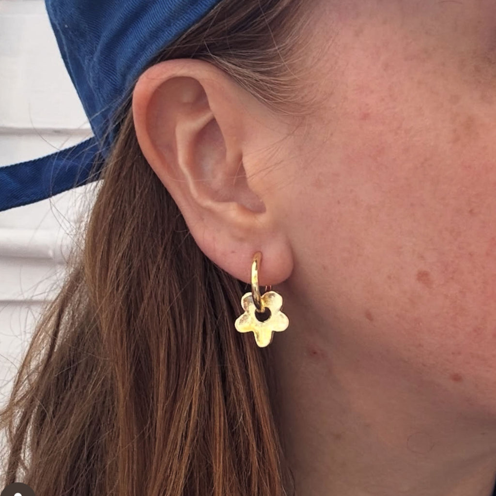 Gold Fleur - 18k Gold Plate Charm Earrings