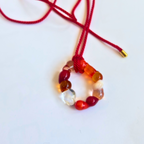 Gelato - Glass Necklace Pendant Charm With Silken Cord - Bright Reds