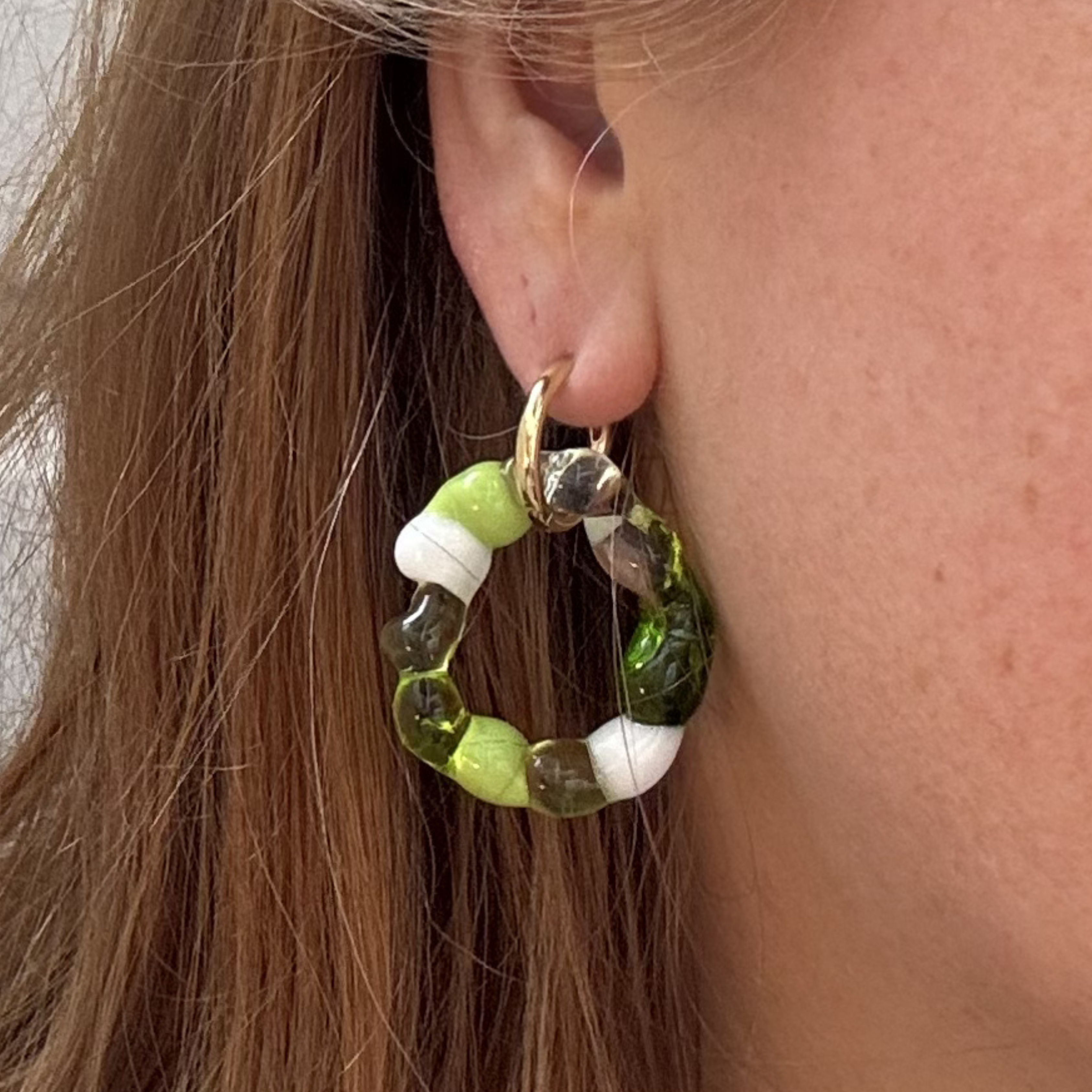 Gelato - Verdant Green - Murano Glass Charm Earrings on Gold or Silver