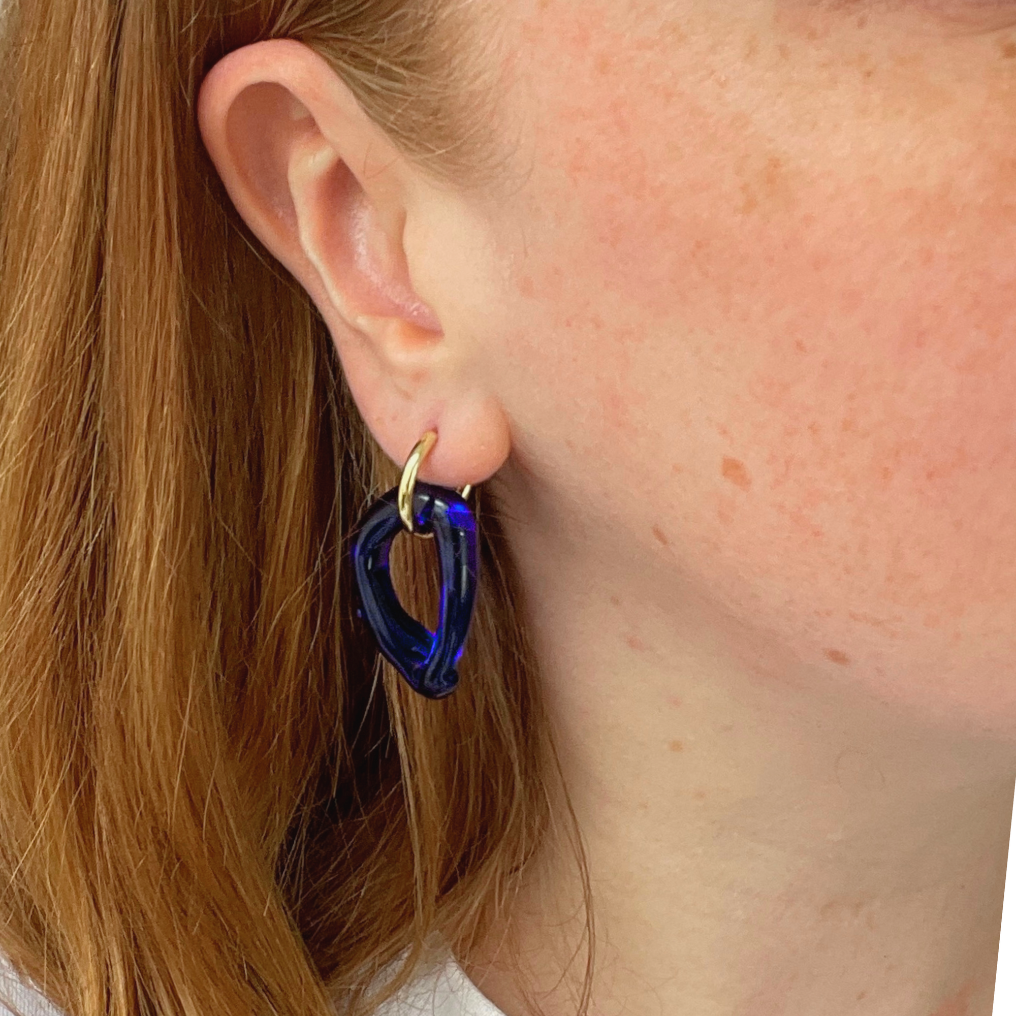 Melt - Glass Drop - Easthope Blue - Earring Hoops