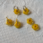 Fleur - Yellow and Clear - Glass Flower Charm Hoops Earring
