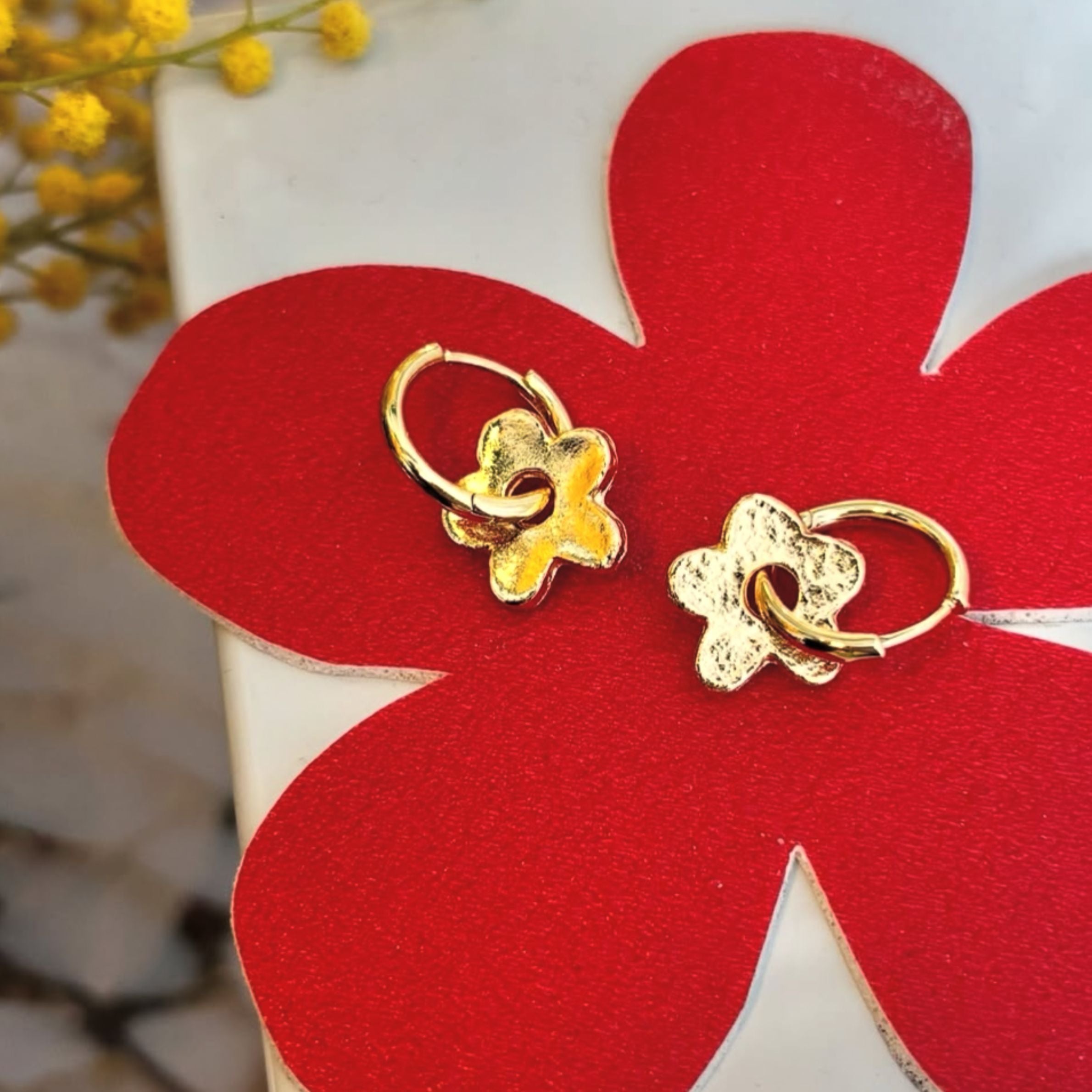 Gold Fleur - 18k Gold Plate Charm Earrings