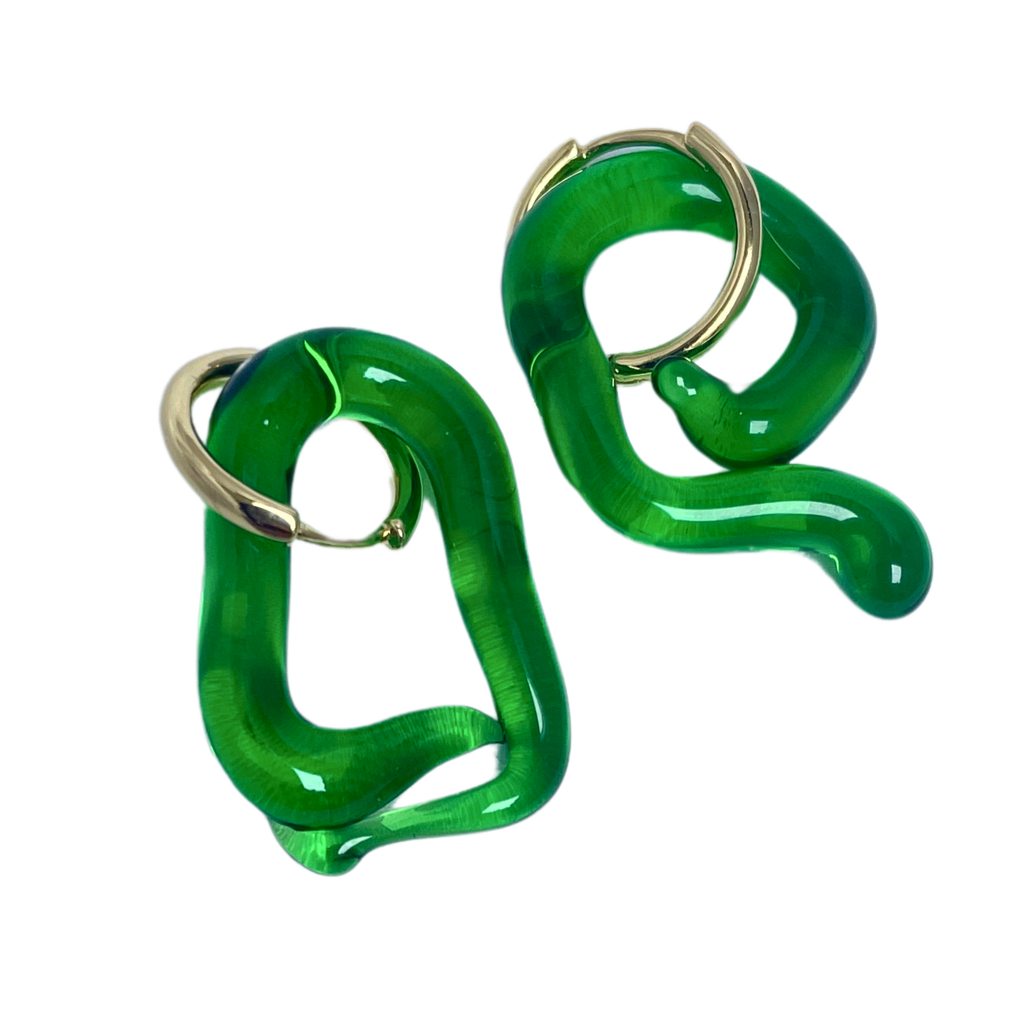 Melt - Dark Green - Murano Glass Drop Earrings