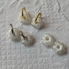 Fleur - White and Clear - Glass Flower Charm Hoops Earring