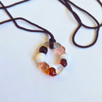 Gelato - Glass Necklace Pendant Charm With Silken Cord -Soft Neutrals