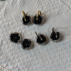 Fleur - Black and Clear - Glass Flower Charm Hoops Earring