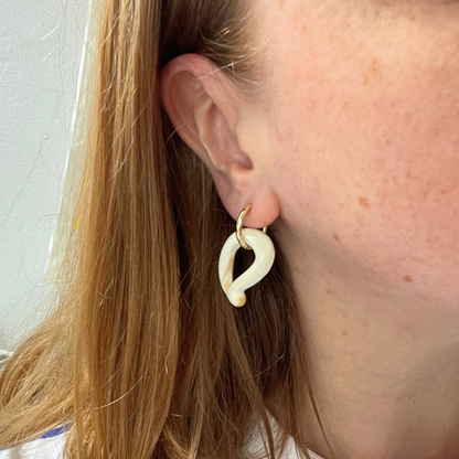 Melt - Glass Drop - Marshmallow - Hoop Earrings