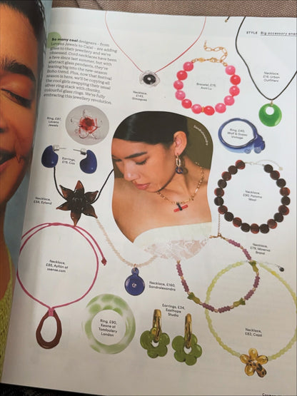 Fleur - Acid Green - Glass Flower Charm Hoops