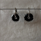 Fleur - Black and Clear - Glass Flower Charm Hoops Earring