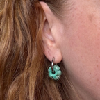Fleur - Seafoam and Clear - Glass Flower Charm Hoops Earring