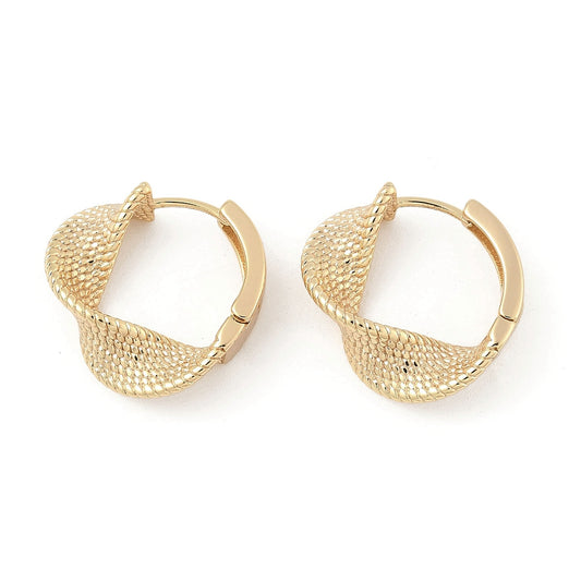 Snake Texture Twisted Ribbon Hoops - 18k Gold Plate