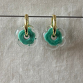 Fleur - Seafoam and Clear - Glass Flower Charm Hoops Earring