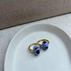 Speckled Glass Beads - Brown on Blue