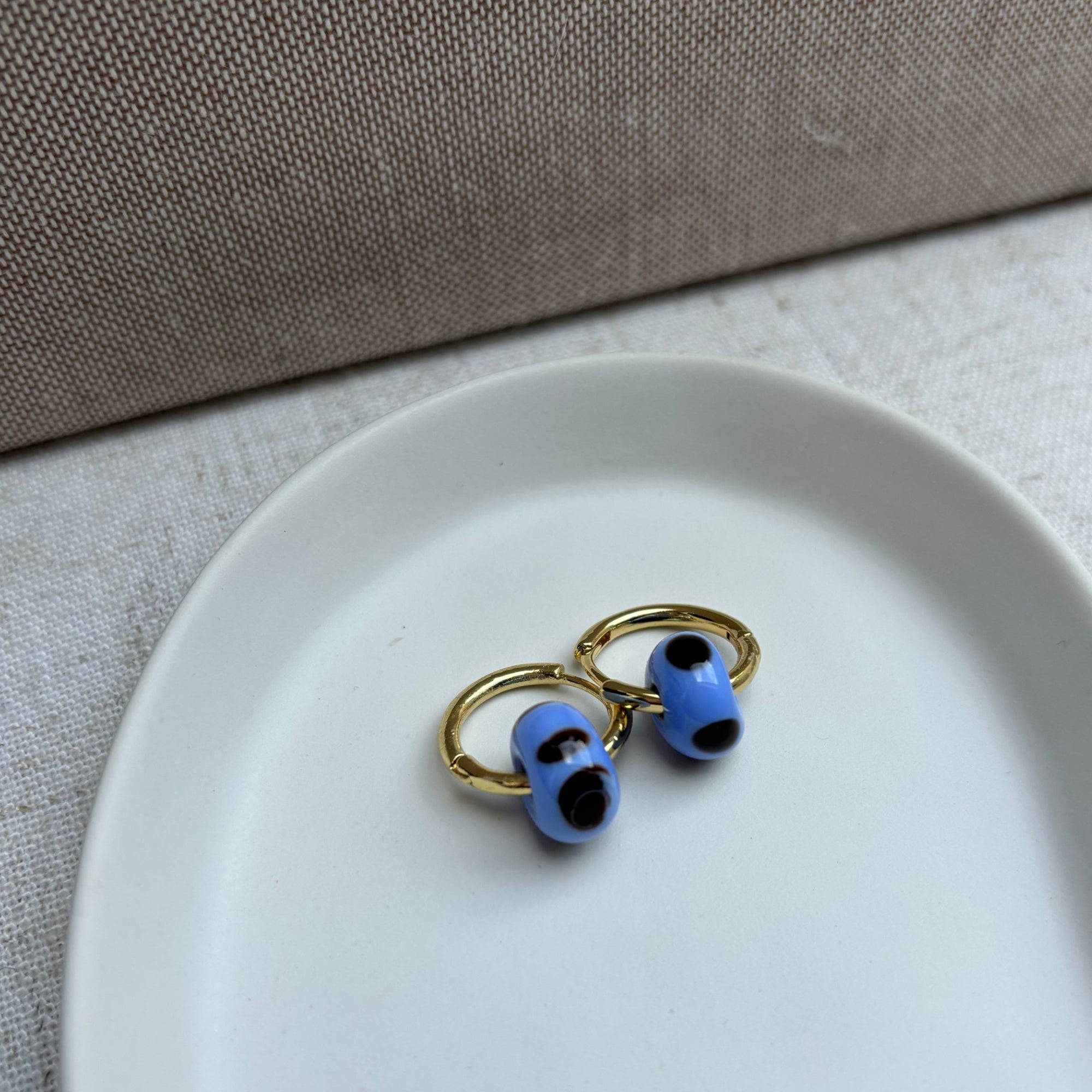 Speckled Glass Beads - Brown on Blue