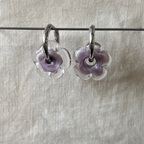 Fleur - Pale Lilac and Clear - Glass Flower Charm Hoops Earring