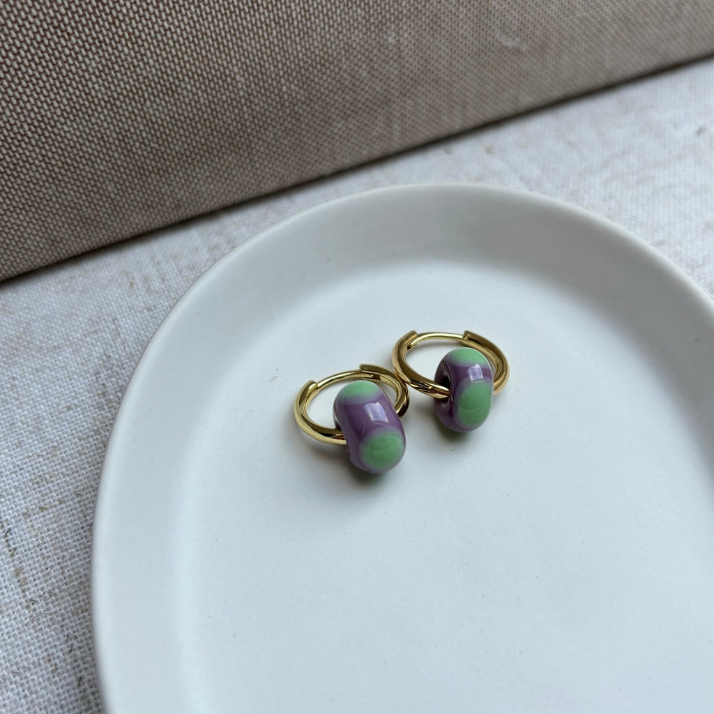Speckled Glass Beads - Seafoam on Lilac