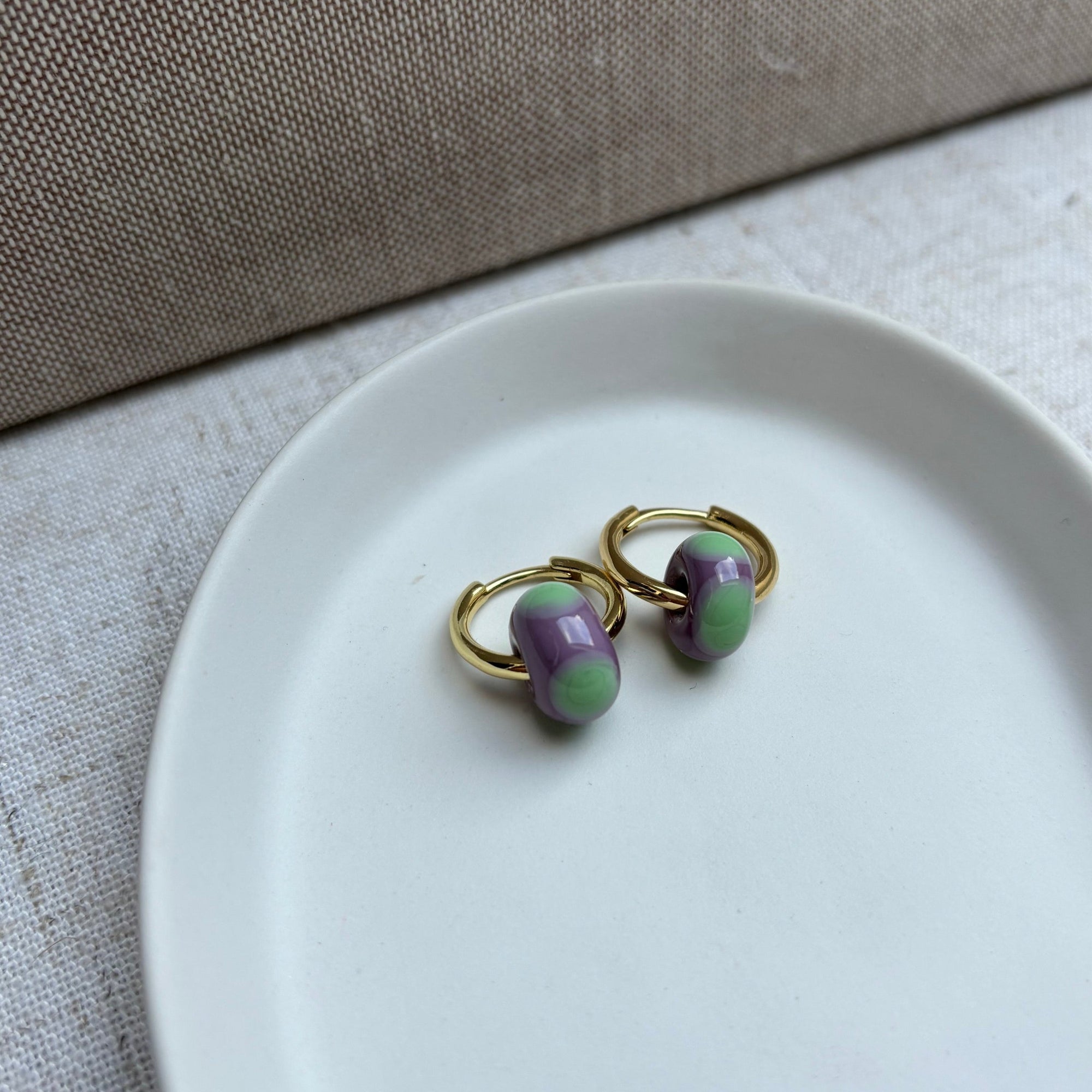 Speckled Glass Beads - Seafoam on Lilac
