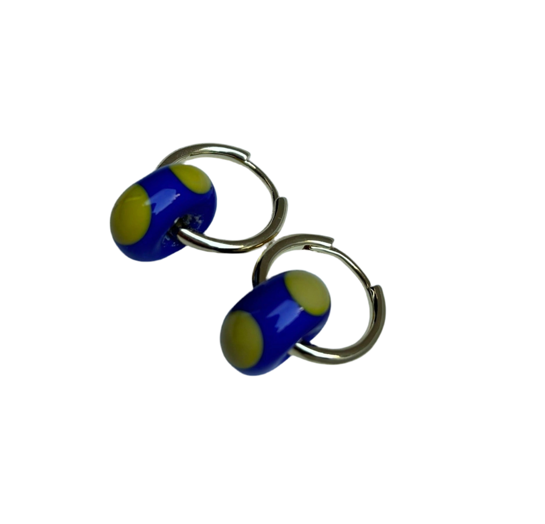 Speckled Glass Beads - Yellow on Blue
