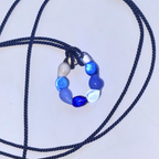 Gelato - Glass Necklace Pendant Charm With Silken Cord - Hockney Blues