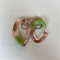 Melt - Pink and Green - Murano Glass Charm Hoop Earrings